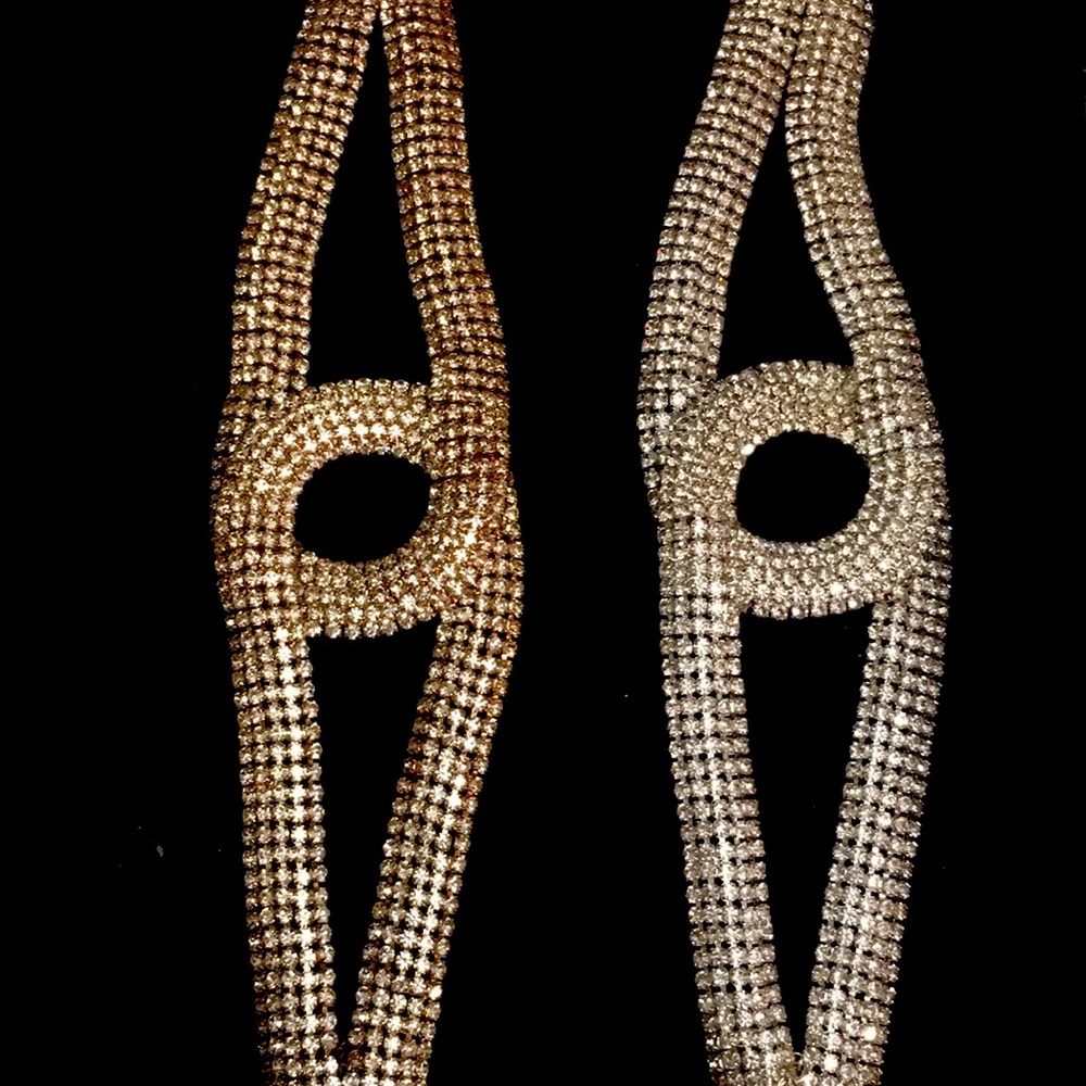 Gold and silver plated rhinestone chic dressy bracelets.